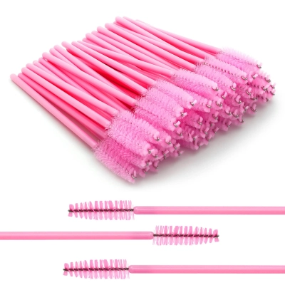 Szczoteczki jednorazowe 50szt RÓŻOWE do rzęs brwi