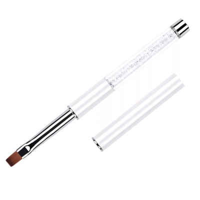 PĘDZELEK DO ŻELU akrylożelu z kryształkami płaski