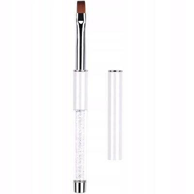 PĘDZELEK DO ŻELU akrylożelu z kryształkami płaski