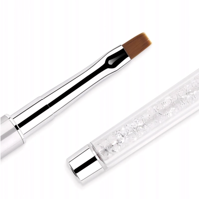 PĘDZELEK DO ŻELU akrylożelu z kryształkami płaski