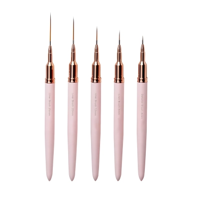 PĘDZELKI pędzle do zdobień paznokci manicure WZORKÓW 5 sztuk komplet TUBA