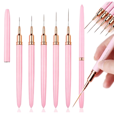 PĘDZELKI pędzle do zdobień paznokci manicure WZORKÓW 5 sztuk komplet TUBA