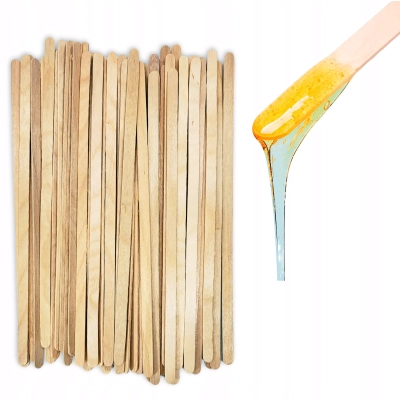 100 x SZPATUŁKI patyczki drewniane DO WOSKU wąskie