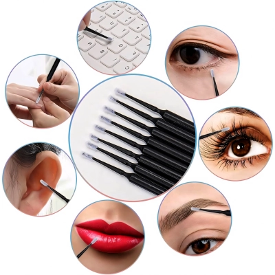 Mikro aplikatory BEZWŁÓKIENKOWE mikroaplikatory do rzęs 100szt patyczki