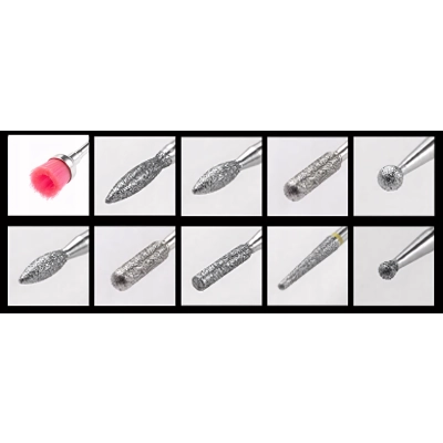 ZESTAW frezów frez diamentowych 10 szt do paznokci