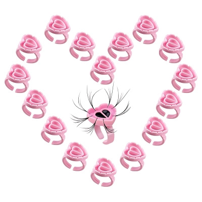 100 x PIERŚCIONKI na klej do rzęs zestaw SERCE