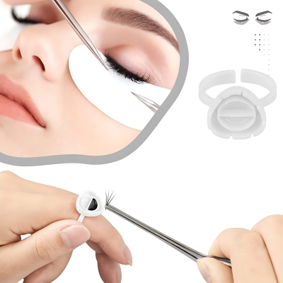 100 x PIERŚCIONKI na klej do rzęs lub tusz ZESTAW