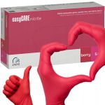 Rękawiczki nitrylowe BEZPUDROWE easyCARE berry ZARYS MALINOWE r.S 100 szt.
