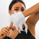 RĘKAW biały ozdobny do stylizacji zdjęć PIÓRA paznokci MANICURE