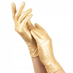 Złote rękawiczki perłowe jednorazowe nitrylowe rozmiar M 100 sztuk medyczne
