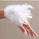 RĘKAW biały ozdobny do stylizacji zdjęć PIÓRA paznokci MANICURE