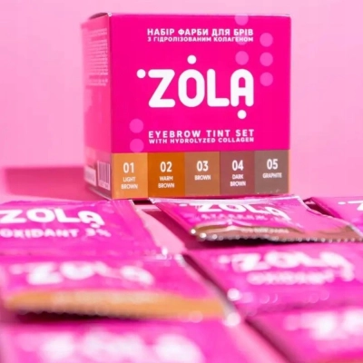 ZOLA ZESTAW FARB DO BRWI Z KOLAGENEM PO 5 ML (5 KOLORÓW) + OXIDANT 3%