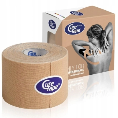 Taśma do kinesiotapingu CureTape 5 cm x 5 m tejp tape beżowy cielisty