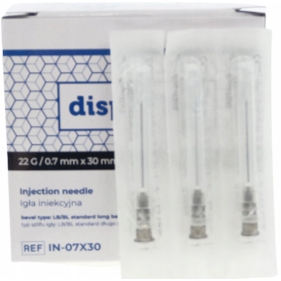 Igły iniekcyjne Zarys 0,7x30 mm 100 sztuk sterylne dispoFINE