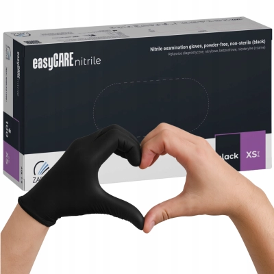 Rękawiczki jednorazowe nitrylowe czarne ZARYS r. XS 100 sztuk BEZPUDROWE