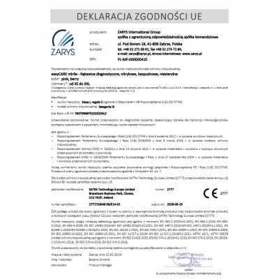 Rękawiczki nitrylowe BEZPUDROWE easyCARE berry ZARYS MALINOWE r.M 100 szt.