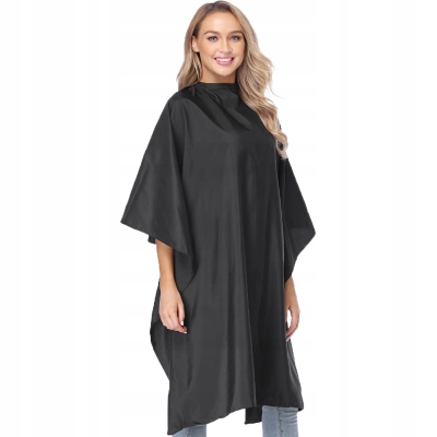 Peleryna fryzjerska czarna długa 140x90cm wiązana barberska WODOODPORNA