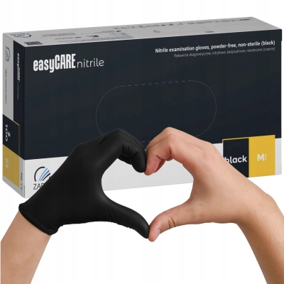 Rękawiczki jednorazowe Zarys easyCare czarne rozmiar 8 - M 50 par 100 sztuk