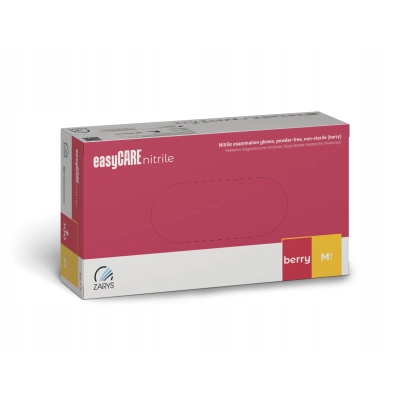 Rękawiczki nitrylowe BEZPUDROWE easyCARE berry ZARYS MALINOWE r.M 100 szt.