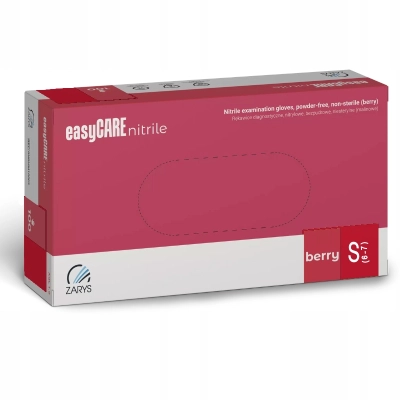 Rękawiczki nitrylowe BEZPUDROWE easyCARE berry ZARYS MALINOWE r.S 100 szt.