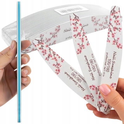 PILNIKI do piłowania paznokci manicure ZEBRA łódka 100/180 25 sztuk