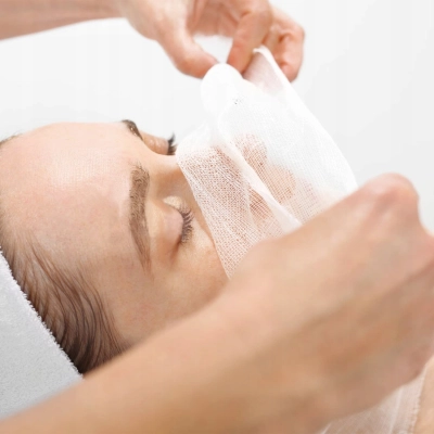 MASKI kosmetyczne z gazy zabiegowe jednorazowe na twarz 100sztuk 35x30cm