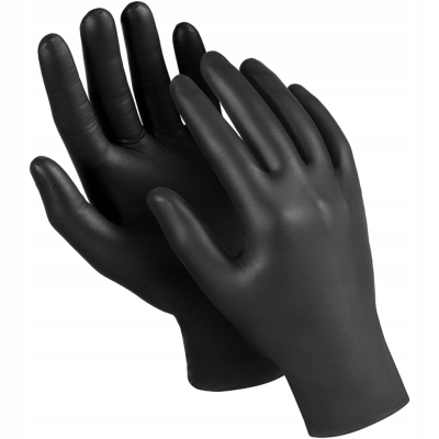 Rękawiczki jednorazowe nitrylowe czarne ZARYS r. XS 100 sztuk BEZPUDROWE
