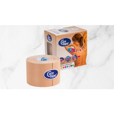 Taśma do kinesiotapingu CureTape 5 cm x 5 m tejp tape beżowy cielisty