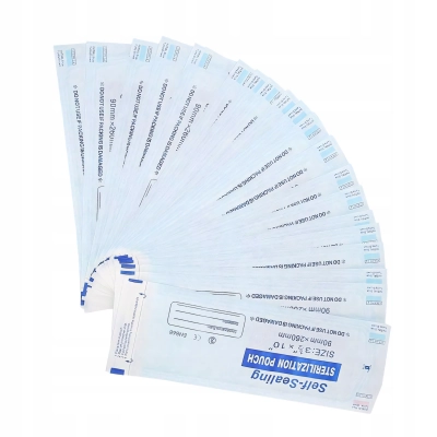 Torebki DO STERYLIZACJI PAKIETY woreczki autoklaw narzędzi 90 x 260mm 200sz