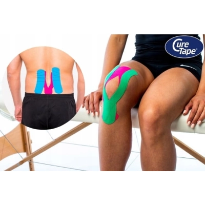 Taśma do kinesiotapingu CureTape 5 cm x 5 m tejp tape beżowy cielisty