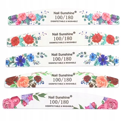 PILNIKI pilniczki 100/180 do piłowania PAZNOKCI SLIM cienkie 50sztuk KWIATY