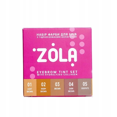 ZOLA ZESTAW FARB DO BRWI Z KOLAGENEM PO 5 ML (5 KOLORÓW) + OXIDANT 3%