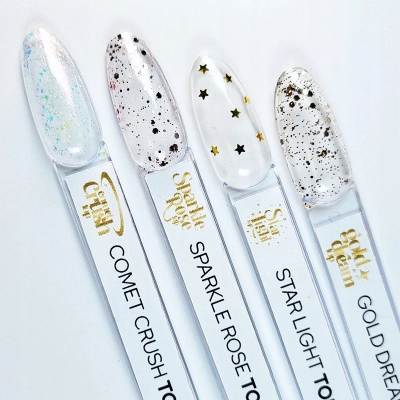 Top do paznokci z rożowymi płatkami borkatem Yoshi 10ml Sparkle Rose