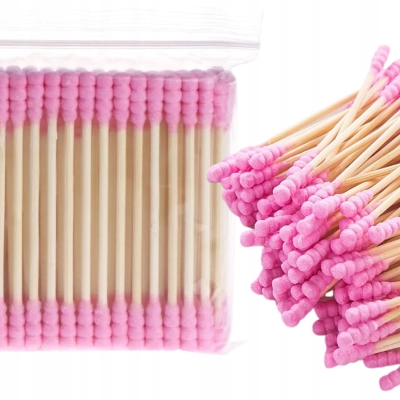 100 sztuk Patyczki higieniczne do uszu kosmetyczne jednorazowe różowe