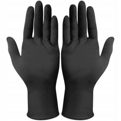 Rękawiczki jednorazowe nitrylowe czarne ZARYS r. XS 100 sztuk BEZPUDROWE