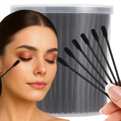 100 sztuk Patyczki higieniczne do uszu kosmetyczne jednorazowe czarne