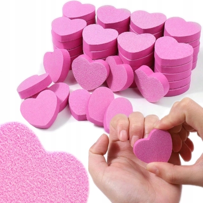 BLOCZKI polerskie SERCA do wygładzania paznokci manicure 100 sztuk różowe