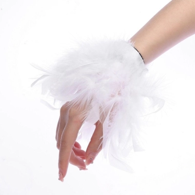 RĘKAW biały ozdobny do stylizacji zdjęć PIÓRA paznokci MANICURE