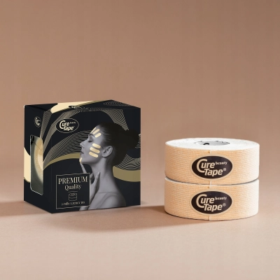 CureTape BEAUTY WĄSKA TAŚMA DO KINESIOTAPINGU TWARZY tejpy 2,5cm x 5m 2szt