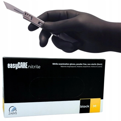 Rękawiczki jednorazowe Zarys easyCare czarne rozmiar 8 - M 50 par 100 sztuk
