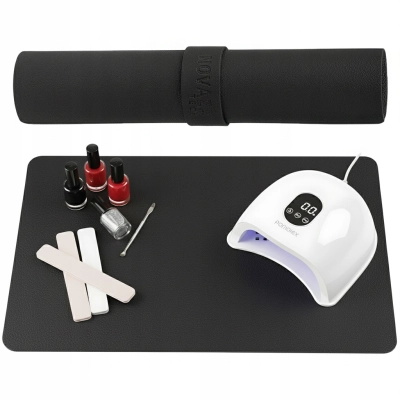 MATA ochronna PODKŁADKA na biurko stół TOALETKĘ manicure 90x45 czarna