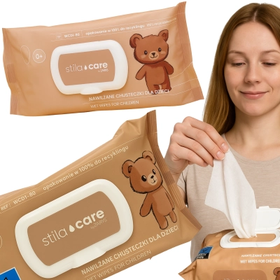CHUSTECZKI nawilżane mokre DLA DZIECI kosmetyczne zamykane 80 szt. ZARYS