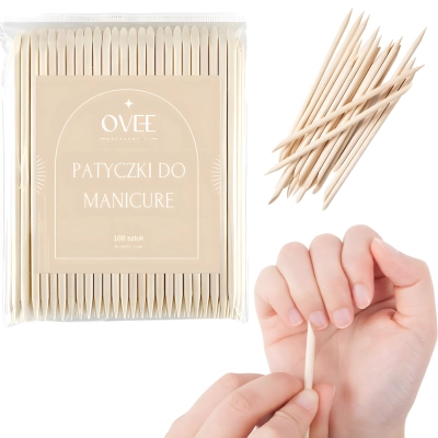 DREWNIANE PATYCZKI DO SKÓREK DO MANICURE 100 SZT