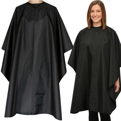 Peleryna fryzjerska czarna długa 140x90cm wiązana barberska WODOODPORNA