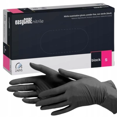 Rękawice RĘKAWICZKI nitrylowe mocne czarne easyCARE Black 100szt. Rozmiar S