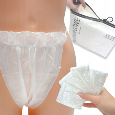 Jednorazowe stringi damskie majtki 100 szt do masażu białe miękie włóknina
