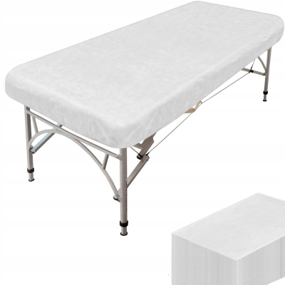 Prześcieradła jednorazowe białe na gumce 220x90cm z włókniny 10 sztuk Ovee