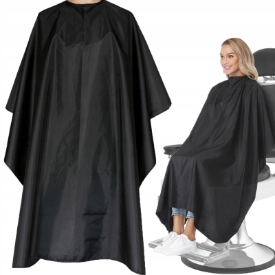 Peleryna fryzjerska czarna długa 140x90cm wiązana barberska WODOODPORNA