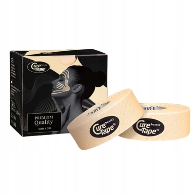 CureTape BEAUTY WĄSKA TAŚMA DO KINESIOTAPINGU TWARZY tejpy 2,5cm x 5m 2szt