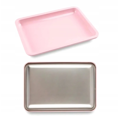 Tacka Miska CHIRURGICZNA kosmetyczna na narzędzia STAL NIERDZEWNA różowa